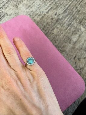14k Edwardian Zircon Daisy Halo Ring